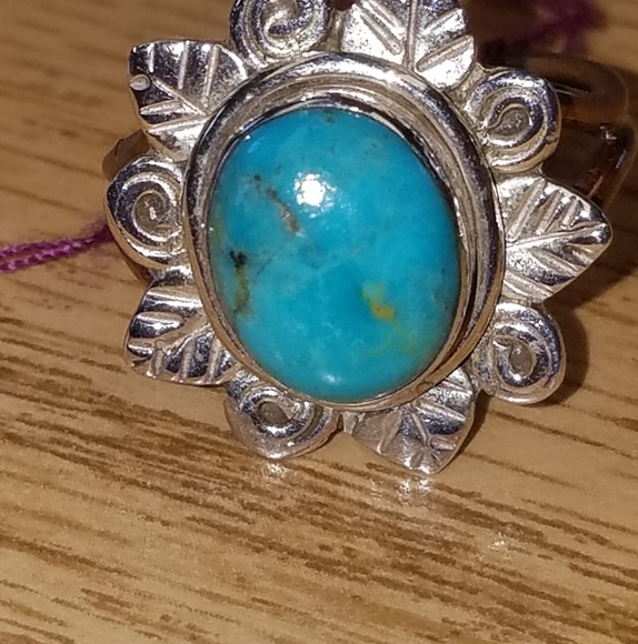 New Turquoise Sterling silver Ring size 7.5 - Picture 3 of 5